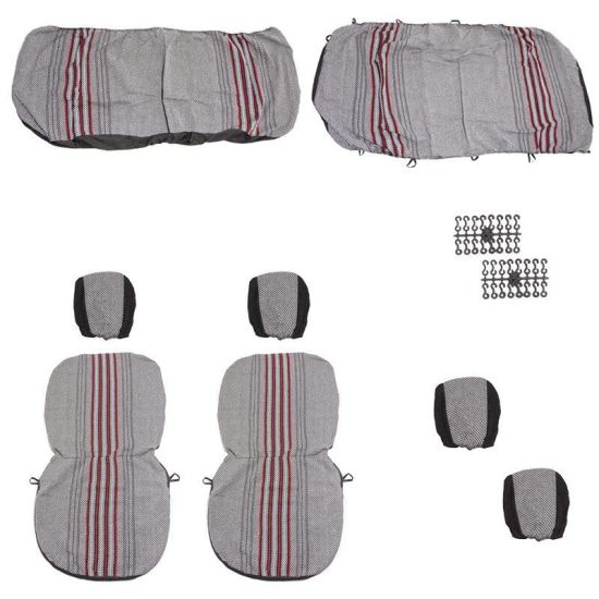 Set huse auto stofa, universale, negru, alb cu rosu  DLZ54 Dealiz 