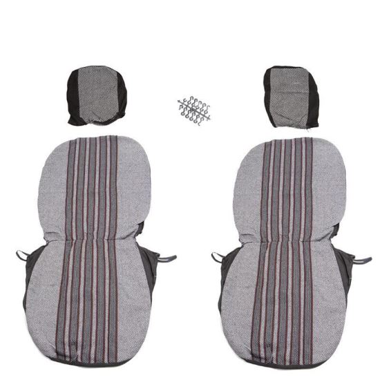 Set huse auto, 2 locuri, stofa , negru cu rosu, DLZ11, Dealiz 