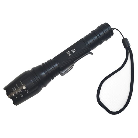 Lanterna tactica LED, 10w, 300lm, 2 acumulatori si incarcator 5v, 1200mAh, aluminiu, zoom, 6 functii, 20cm,  XML T6, LA0202