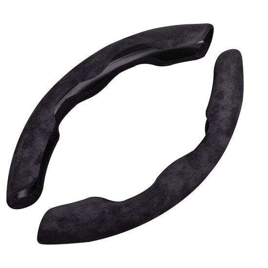Husa volan 2 segmente, imitatie Alcantara, neagra, FS-1203