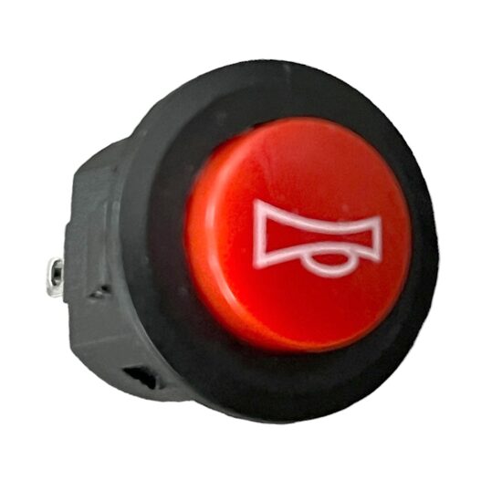 Intrerupator, buton ON/OFF cu revenire, rotund, rosu, semn Claxon, TL-30