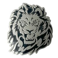 Ornament emblema metalica LEU, adeziva, cromata, neagra, TS-083