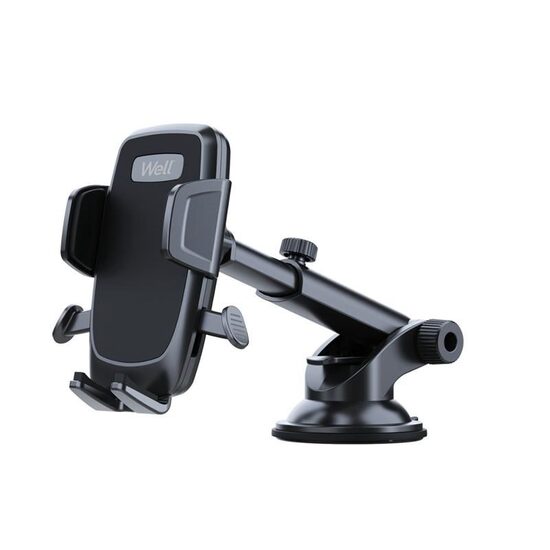 Suport telefon cu ventuza, brat telescopic 115-165mm, MOUNT-CAR-SCA07-WL, Well 