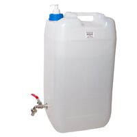 Canistra 30L alba, cu dozator si robinet metalic rosu cu stut, PNW044-CZ Hico
