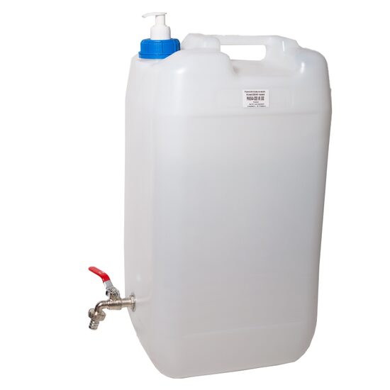 Canistra 30L alba, cu dozator si robinet metalic rosu cu stut, PNW044-CZ Hico