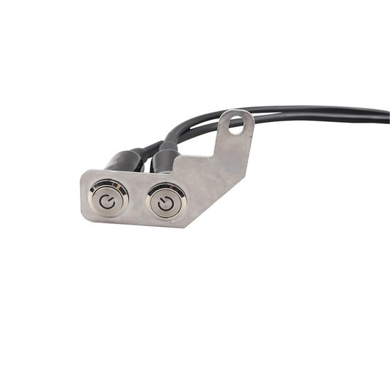 Intrerupator buton inox, dublu, cu suport cu gaura, HL013B