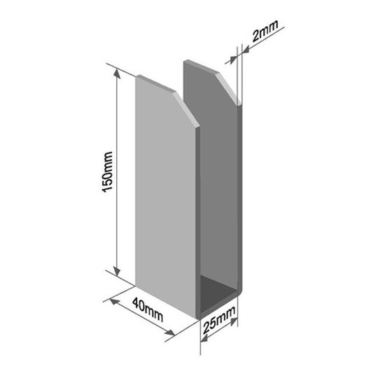 Suport stalp scandura traversa, sudabil, 40x25x150mm,  Solus KDS25