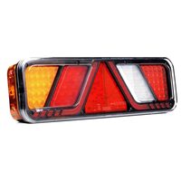 Lampa stop 450x138, 24V, LED, 6 functii, ceata, mers inapoi, cu triunghi, cu mufa, stanga, FT-700-066L AMP7 Fristom
