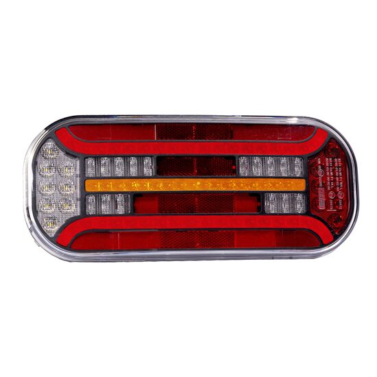 Lampa stop, 302x130, LED, 6 functii, semnalizare dinamica, cu ceata si mers inapoi, semnalizare dinamica, cu mufa, dreapta, FT-600 L DI, Bajonet 6 pini, Fristom