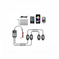 Set 4 lumini ambientale, LED, sub masina, 12V, multimod si multicolor, 3 moduri de a controla luminile, Smart Led Rock Light, HHRY164