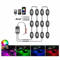 Set 12 lumini ambientale, LED, sub masina, 12V, multimod si multicolor, 3 moduri de a controla luminile, Smart Led Rock Light, SPT1512C2-12 