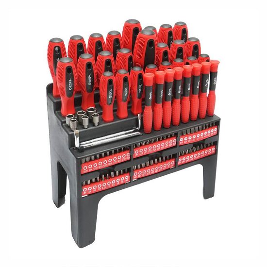 Set surubelnite si biti cu stand, 100 piese, TS.78287