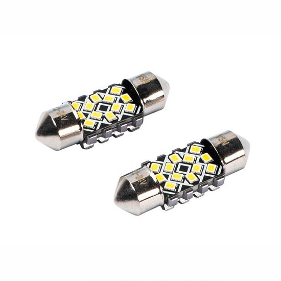 Set 2 becuri sofit, 12-24V C5W, 31mm, 12 LED-uri SMD2016, 250lm, Canbus, SV8.5, 83205 Vision