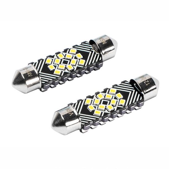 Set 2 becuri sofit, 12-24V C5W, 41mm, 12 LED-uri SMD2016, 250lm, Canbus, SV8.5, 83208 Vision 