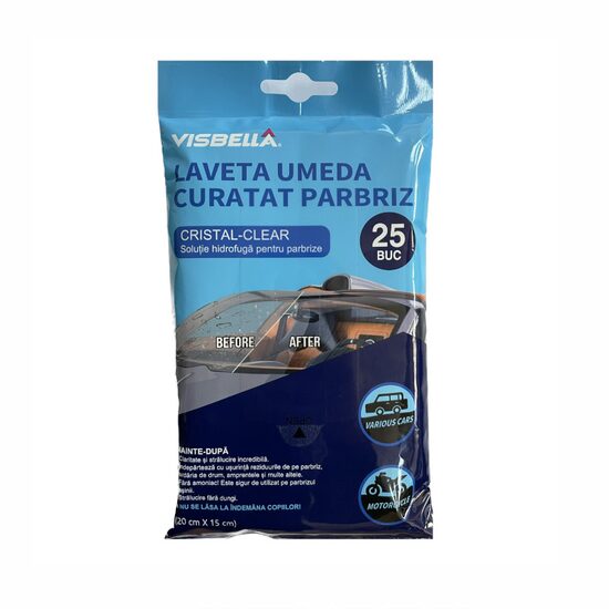 Laveta cu solutie hidrofuga, protectie parbriz antiploaie, 25BUC, VISBELLA  52219