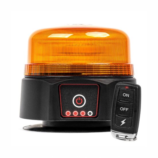 Girofar wireless 12V-24V, h110, Led, cu acumulator reincarcabil USB, cu telecomanda, prindere cu magnet si ventuza, 03932 Amio