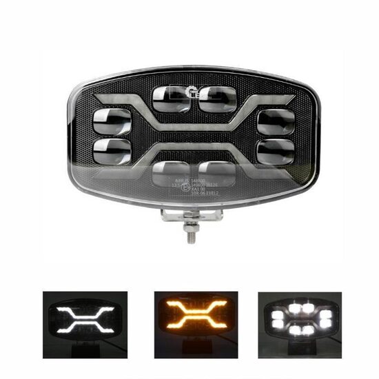 Proiector auto faza lunga 245x159, LED, 3 functii, cu pozitie alba si functie stroboscopica galbena, 12-24V, X Spider, L3436 TruckLed