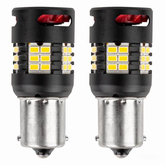 Set 2 becuri semnalizare, 24 LED-uri SMD3020, 12-24V, 1156 BA15S P21W, R10W, R5W, cu ventilator, Canbus, alb, Pro Series 03721 Amio