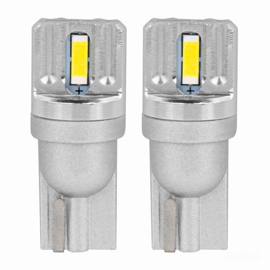 Set 2 becuri aluminiu T10, 2 LED-uri SMD1860, 12-24V, W5W, alb 03719 Amio 