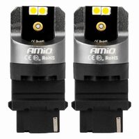 Set 2 becuri pozitie, semnalizare, alb T25, 4 LED-uri SMD 3030, 12-24V, P27 CANBUS, Pro Series 03587 Amio