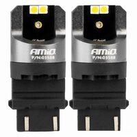 Set 2 becuri pozitie, semnalizare, alb T25, 4 LED-uri SMD 3030, 12-24V, PY27/7W CANBUS, Pro Series 03588 Amio