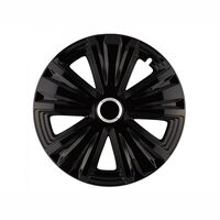 Set 4 capace roti 15inch, Glory, negru cu inel cromat, Jestic