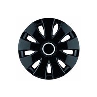 Set 4 capace roti 15inch, Aura, negru cu inel cromat, Jestic