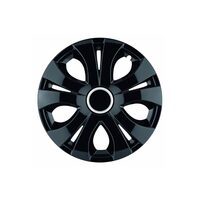 Set 4 capace roti 15inch, Top, negru cu inel cromat, Jestic