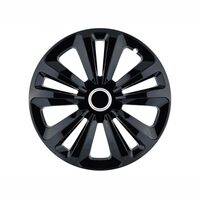 Set 4 capace roti 15inch, Terra, negru cu inel cromat, Jestic