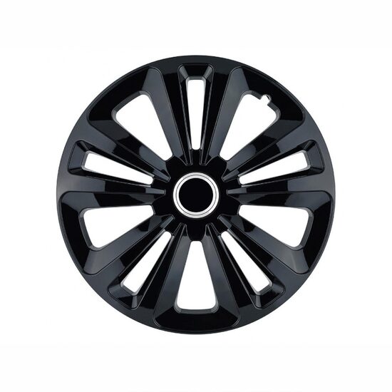 Set 4 capace roti 15inch, Terra, negru cu inel cromat, Jestic