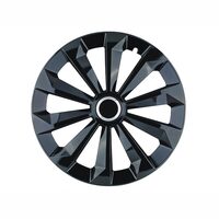 Set 4 capace roti 15inch, Fame, negru cu inel cromat, Jestic