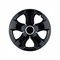 Set 4 capace roti 16inch, BIS, negru cu inel cromat, Jestic