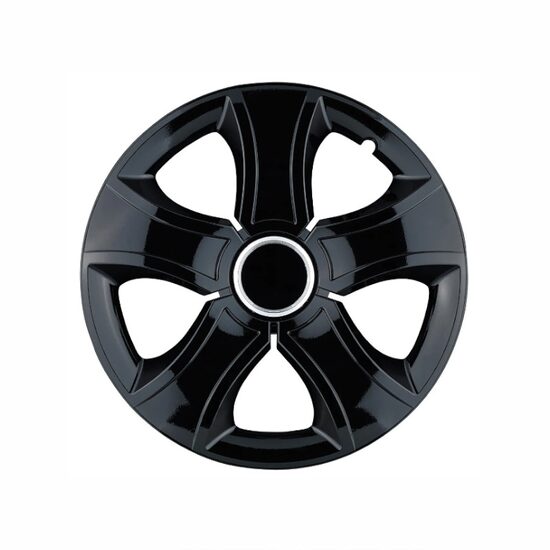 Set 4 capace roti 16inch, BIS, negru cu inel cromat, Jestic