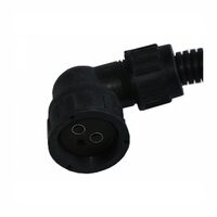 Mufa conector cu 2 pini, mama, pentru lampi, in L, neagra cu cablu, PRW002 TruckLed