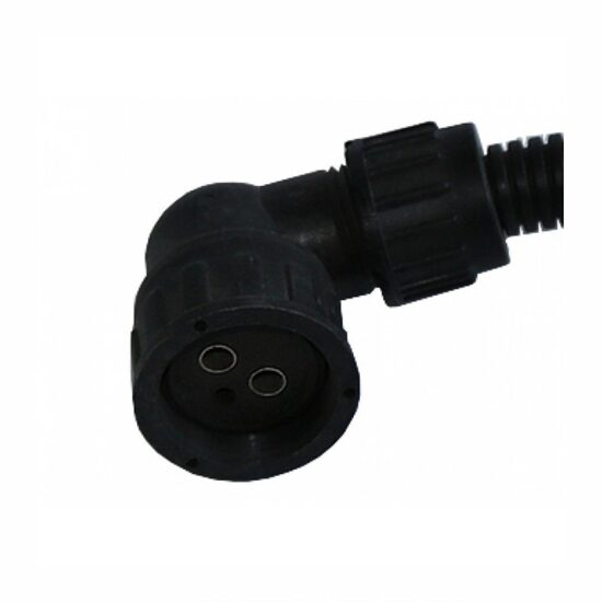 Mufa conector cu 2 pini, mama, pentru lampi, in L, neagra cu cablu, PRW002 TruckLed