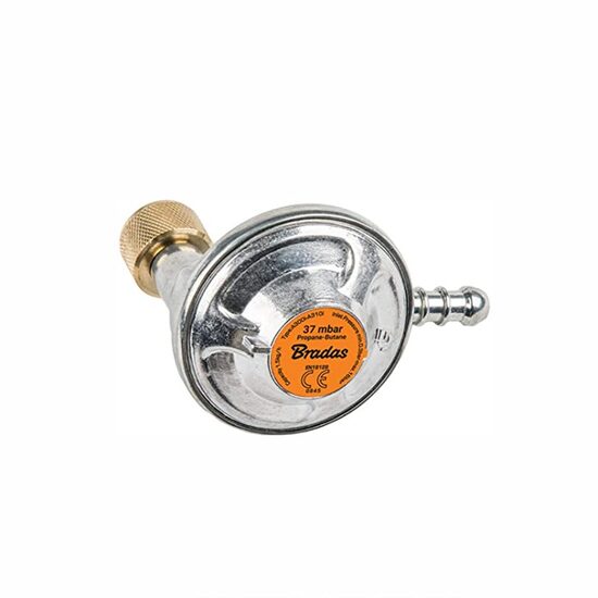 Regulator presiune unghiular, 37mbar, 1.5kg/h, filetat 3/8"L, niplu 9-10mm, gaz propan-butan, GAZ024 Bradas 