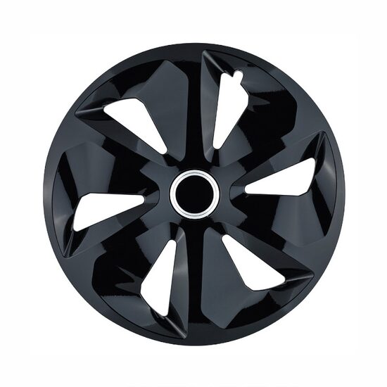 Set 4 capace roti 16inch, Roco, negru cu inel cromat, Jestic