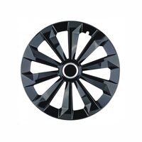 Set 4 capace roti 16inch, Fame, negru cu inel cromat, Jestic