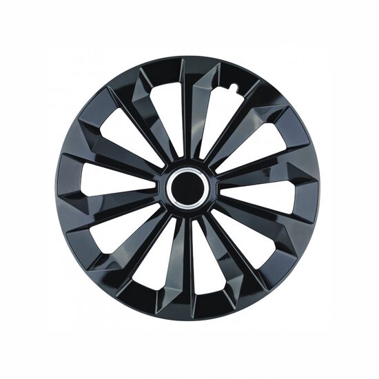 Set 4 capace roti 16inch, Fame, negru cu inel cromat, Jestic