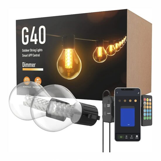 Ghirlanda luminoasa solara, 15 becuri LED, 7.5m, aplicatie bluetooth, G40 11743 Garden of Eden