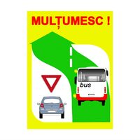 Autocolant bus transport in comun, cedeaza trecerea multumesc 