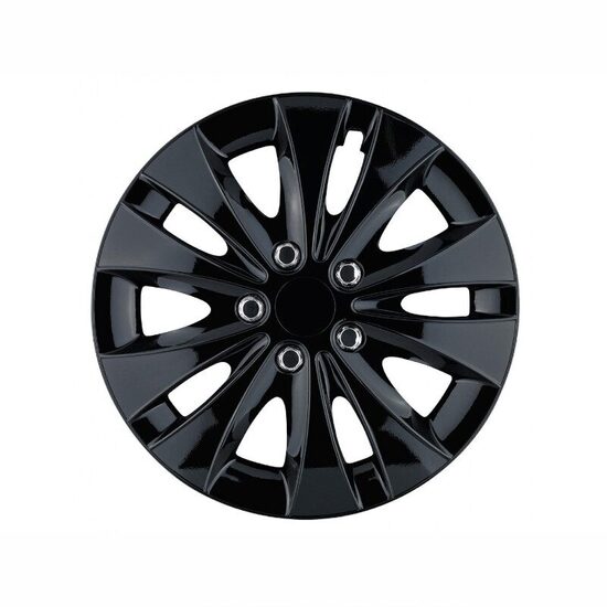 Set 4 capace roti 16inch, Storm, negru cu capacele cromate, Jestic