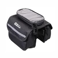 Borseta bicicleta cu husa telefon detasabila, dubla, montare pe ruda, 1.5l, neagra, 12029 Compass