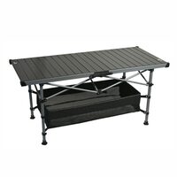 Masa camping pliabila, 123x55cm, din aluminiu, ajustabila, pentru camping, plaja, picnic, cu spatiu depozitare, Roll 13492 Cattara