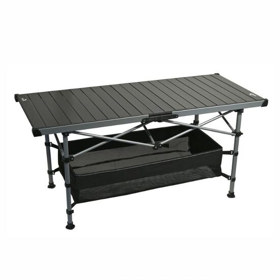 Masa camping pliabila, 123x55cm, din aluminiu, ajustabila, pentru camping, plaja, picnic, cu spatiu depozitare, Roll 13492 Cattara