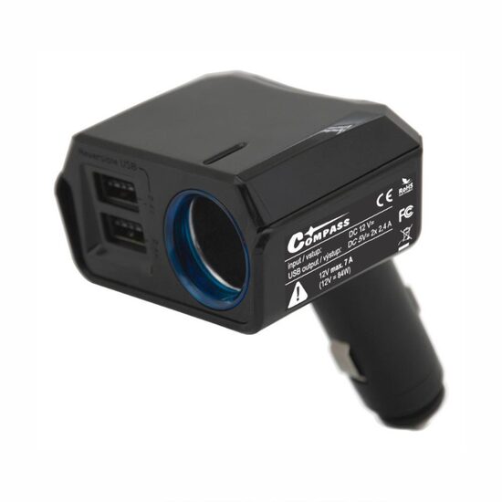 Stecher priza cu 2 USB-uri Dual Side, 12V, 2.4A, rabatabil, Select, 07431 Compass
