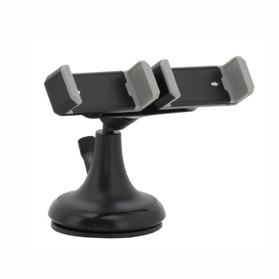 Suport dublu pentru telefon, 55-85mm, prindere cu ventuza, rotativ, negru, Twin 06267 Compass 