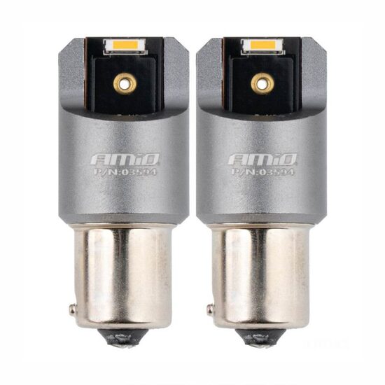 Set 2 becuri semnalizare, 4 LED-uri SMD1860, 12-24V, BAU15S PY21W, Canbus, galben, Pro Series 03594 Amio