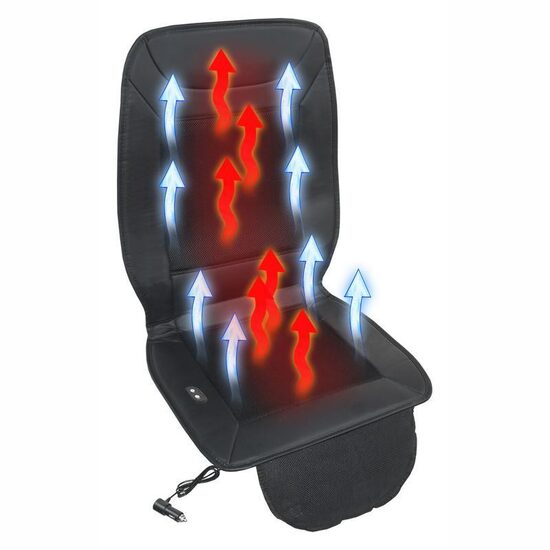 Perna scaun cu ventilatie si incalzire, 12V, textil si piele sintetica, 3 trepte de viteza, negru, Seasons, 04080 Compass