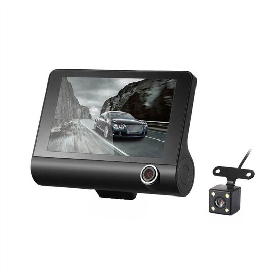 Camera video DVR auto, 3 camere, fata-spate-interior, Full HD 1296P, cu WiFi, ecran 4'', microSD, G-Sensor, montare parbriz sau oglinda, CHS-J-909DVR-3 247Lighting